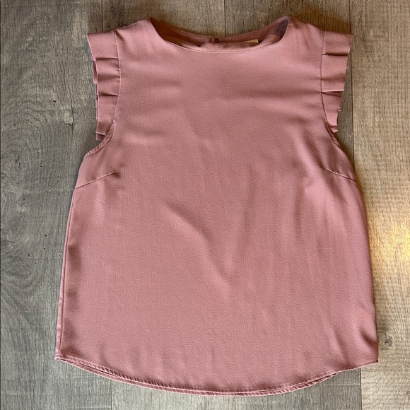 Monteau Tops - Monteau Ruffled Sleeve Blush Blouse